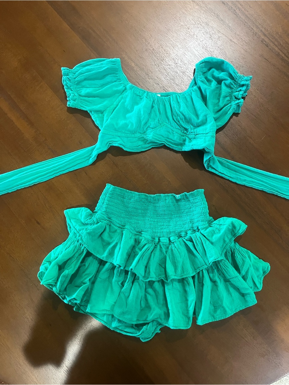 Blanco By Nature Green Ruffle Matching Set
